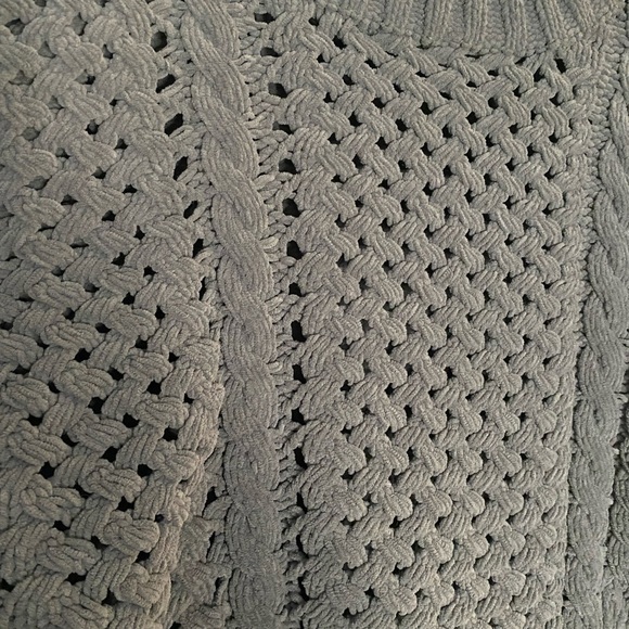 Anthropologie POL Chunky Sweater Open Weave Dark Gray Medium Zipper Accent - Picture 5 of 5